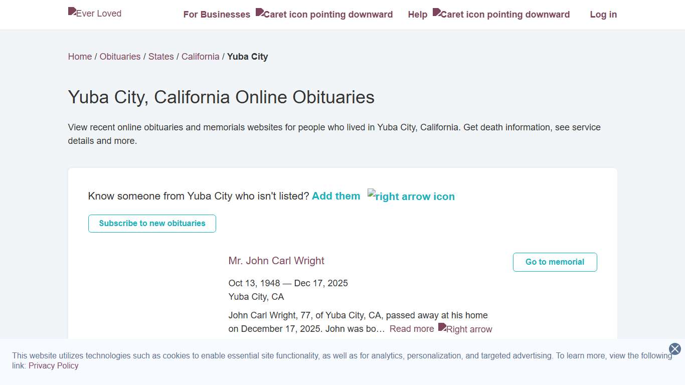 Yuba City, California Online Obituaries | Ever Loved