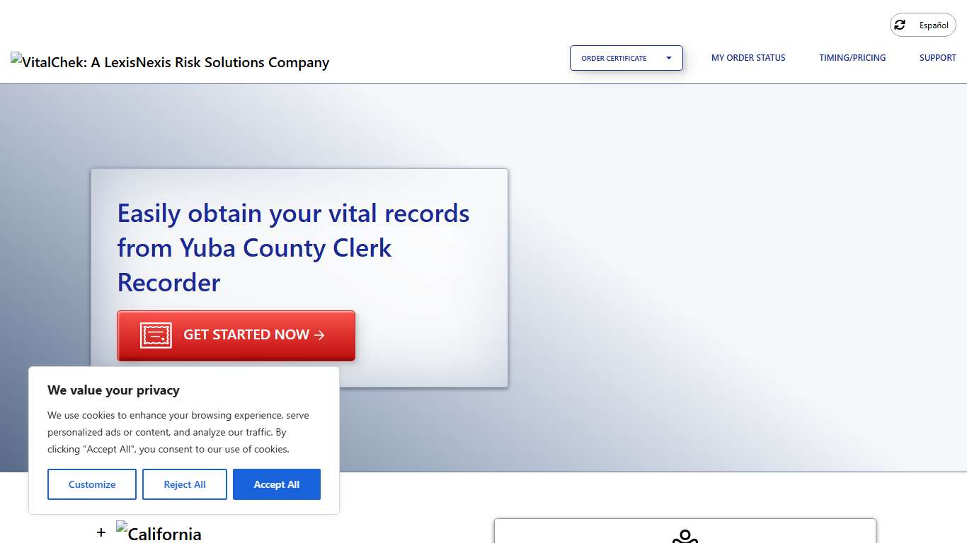 Yuba County Clerk Recorder (CA) | Order Certificates - VitalChek